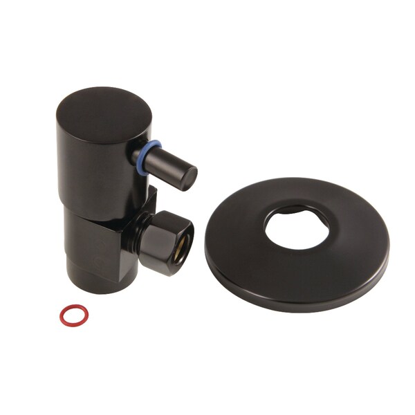 Kingston Brass 1/2"IPS x 3/8"O.D. Anti-Seize Deluxe Quarter-Turn Ceramic Hardisc Cartridge Angle Stop, Oil Rbd Brnz CD43305DLK - main